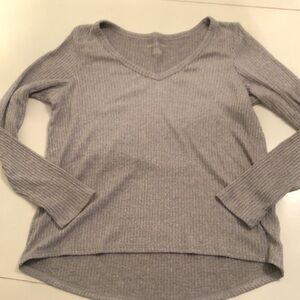 American Eagle Ribbed Super Soft Scoop V Neck Top